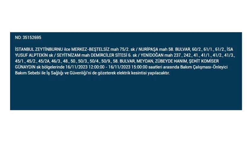 (16 Kasım elektrik kesintisi) İstanbul BEDAŞ elektrik kesintisi listesi sorgulama: Kağıthane, Fatih, Küçükçekmece, Başakşehir’de elektrikler ne zaman gelecek?