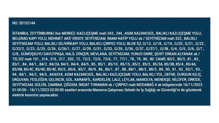 (16 Kasım elektrik kesintisi) İstanbul BEDAŞ elektrik kesintisi listesi sorgulama: Kağıthane, Fatih, Küçükçekmece, Başakşehir’de elektrikler ne zaman gelecek?