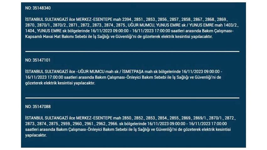 (16 Kasım elektrik kesintisi) İstanbul BEDAŞ elektrik kesintisi listesi sorgulama: Kağıthane, Fatih, Küçükçekmece, Başakşehir’de elektrikler ne zaman gelecek?