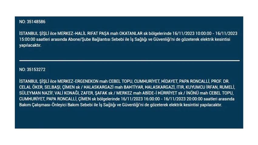 (16 Kasım elektrik kesintisi) İstanbul BEDAŞ elektrik kesintisi listesi sorgulama: Kağıthane, Fatih, Küçükçekmece, Başakşehir’de elektrikler ne zaman gelecek?