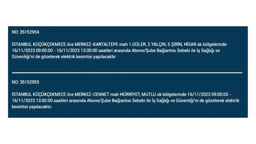 (16 Kasım elektrik kesintisi) İstanbul BEDAŞ elektrik kesintisi listesi sorgulama: Kağıthane, Fatih, Küçükçekmece, Başakşehir’de elektrikler ne zaman gelecek?