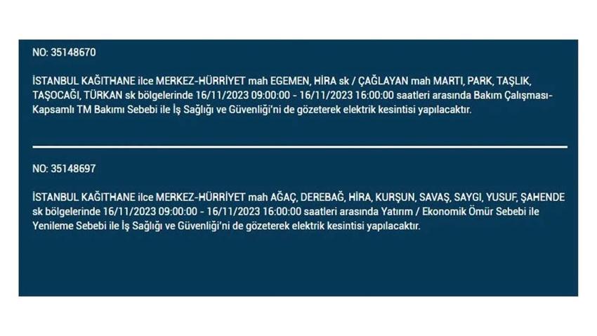 (16 Kasım elektrik kesintisi) İstanbul BEDAŞ elektrik kesintisi listesi sorgulama: Kağıthane, Fatih, Küçükçekmece, Başakşehir’de elektrikler ne zaman gelecek?
