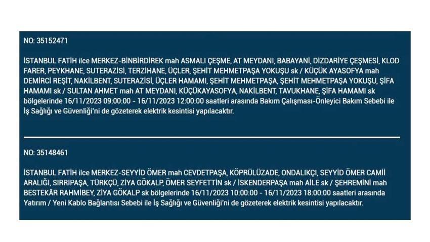 (16 Kasım elektrik kesintisi) İstanbul BEDAŞ elektrik kesintisi listesi sorgulama: Kağıthane, Fatih, Küçükçekmece, Başakşehir’de elektrikler ne zaman gelecek?
