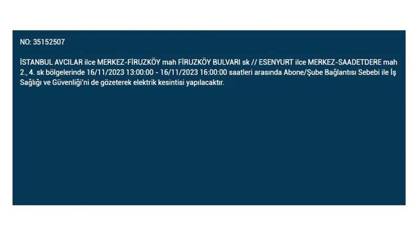 (16 Kasım elektrik kesintisi) İstanbul BEDAŞ elektrik kesintisi listesi sorgulama: Kağıthane, Fatih, Küçükçekmece, Başakşehir’de elektrikler ne zaman gelecek?