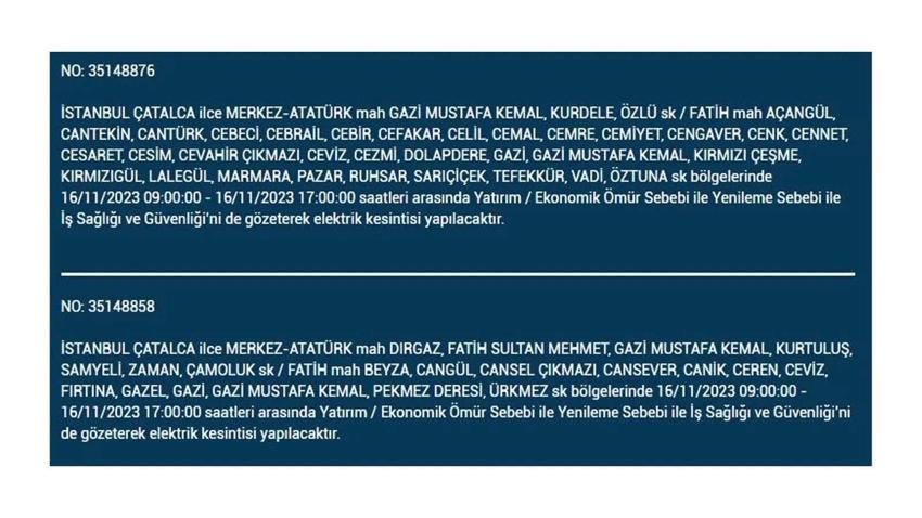 (16 Kasım elektrik kesintisi) İstanbul BEDAŞ elektrik kesintisi listesi sorgulama: Kağıthane, Fatih, Küçükçekmece, Başakşehir’de elektrikler ne zaman gelecek?