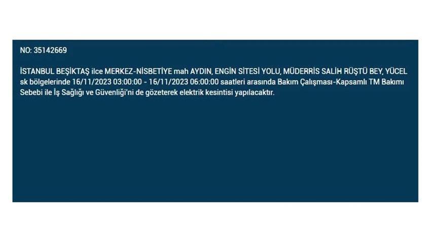 (16 Kasım elektrik kesintisi) İstanbul BEDAŞ elektrik kesintisi listesi sorgulama: Kağıthane, Fatih, Küçükçekmece, Başakşehir’de elektrikler ne zaman gelecek?