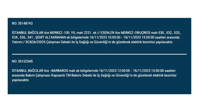 (16 Kasım elektrik kesintisi) İstanbul BEDAŞ elektrik kesintisi listesi sorgulama: Kağıthane, Fatih, Küçükçekmece, Başakşehir’de elektrikler ne zaman gelecek?