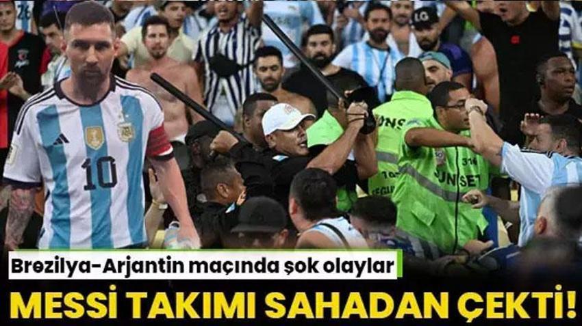 Brezilya-Arjantin maçında tribünler savaş alanına döndü! Messi takımı sahadan çekti: Ağzından çıkan kelimelere dikkat et