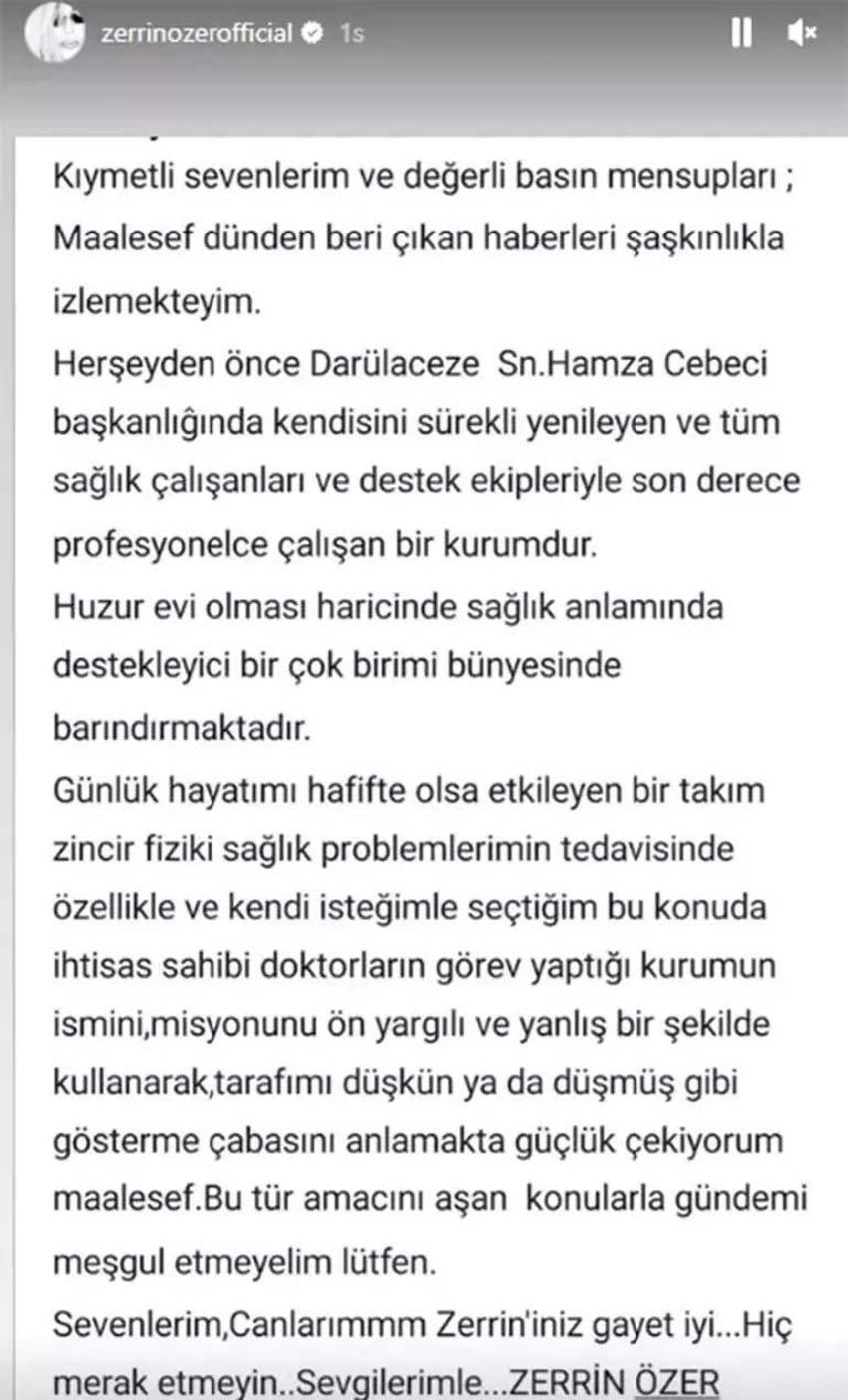 Zerrin Özer'in Darülaceze’ye yattığı iddia edildi! 'Düşkün ve düşmüş değilim' cevabı geldi