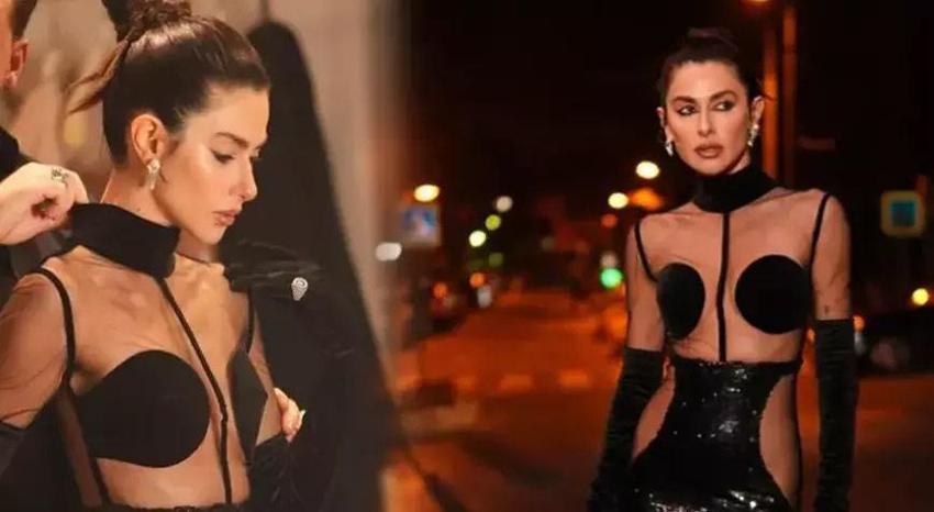 Nesrin Cavadzade'nin transparan kıyafeti olay oldu! Galaya damga vurdu