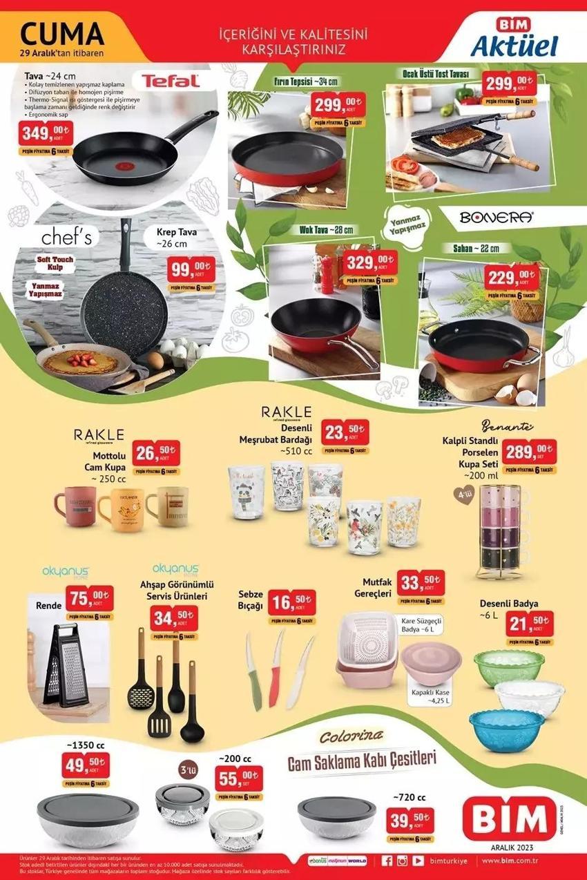BİM 26-29 Aralık aktüel katalog: Fırın tepsisi, Tost tavası, Krep tava var! Yılın son katalogunda sürpriz kampanya!