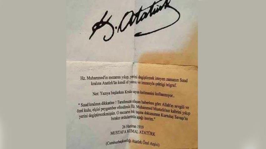 Atatürk'ün Suudi kralına yazdığı mektup gerçek mi, Atatürk Suudi kralına telgraf gönderdi mi?