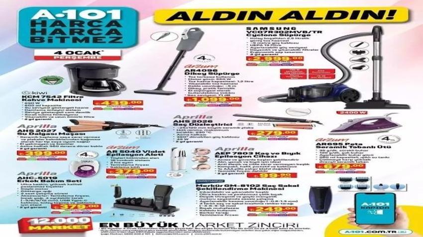 A101 4 Ocak aktüel katalog yayınlandı! Yılın ilk katalogunda fırsat dolu kampanyalar yer aldı: Kanepe, masa takımı, televizyon...