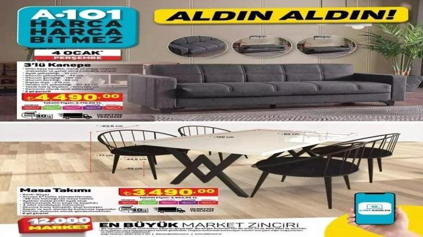 A101 4 Ocak aktüel katalog yayınlandı! Yılın ilk katalogunda fırsat dolu kampanyalar yer aldı: Kanepe, masa takımı, televizyon...