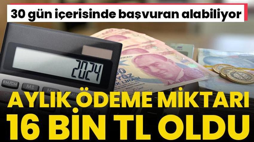 Zam geldi! Aylık 16 bin TL ödenecek, 30 gün içerisinde başvuran alacak 