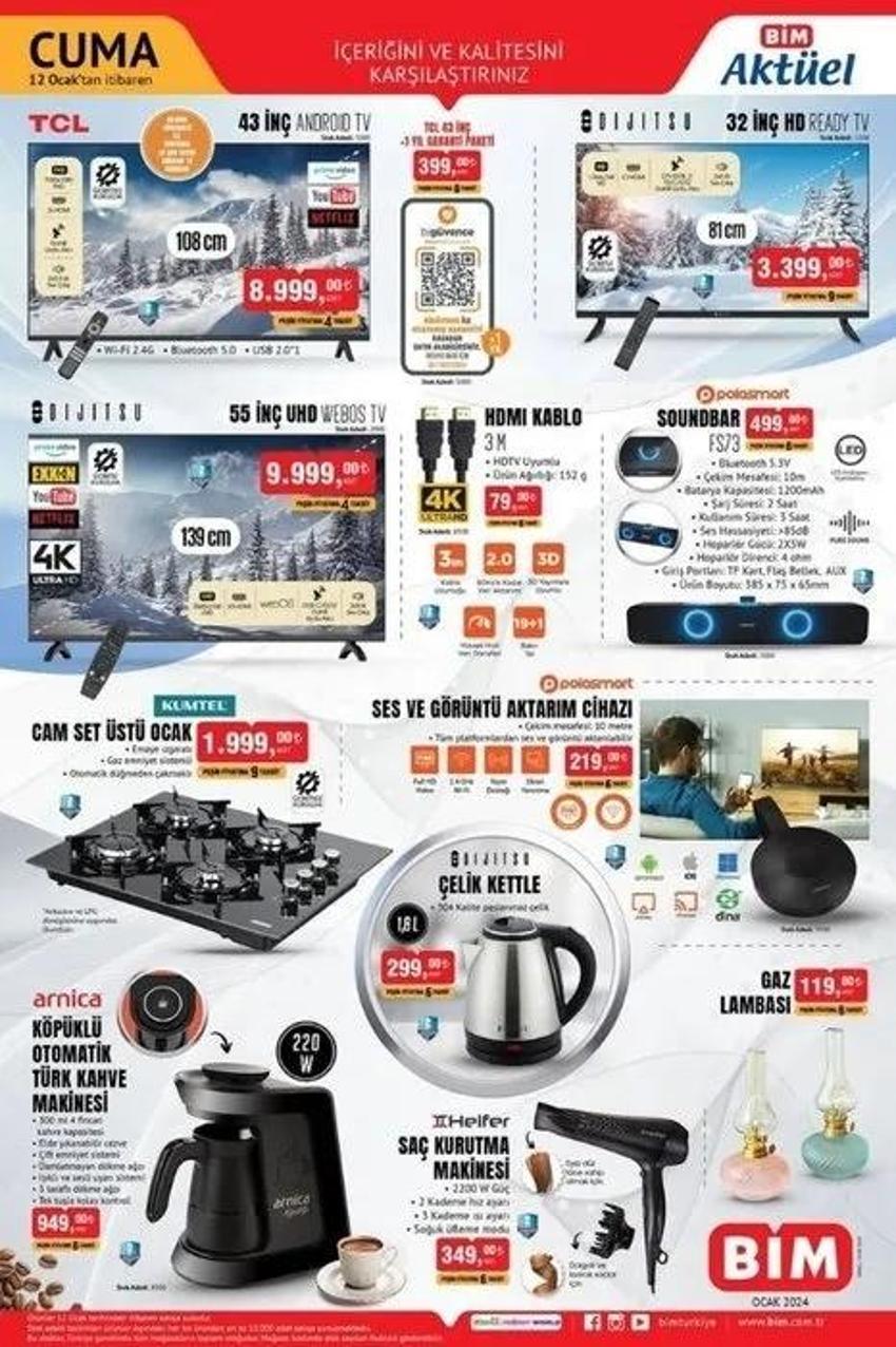 BİM aktüel 9-12 Ocak katalog 2024: Bu hafta indirimli ürünlerde 🛒 Saç kurutma makinesi 249 TL, set üstü ocak fiyatında sürpriz var!