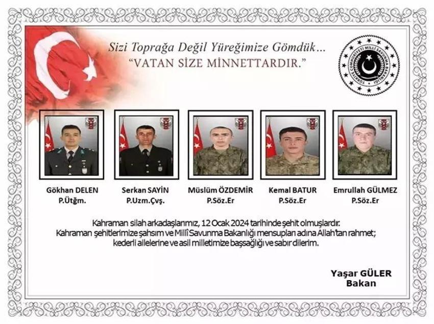 Şehit ateşi Türkiye'yi yakıyor | 9 Şehitin isimleri ve memleketleri belli oldu! Pençe Kilit'te 9 şehit nereli?