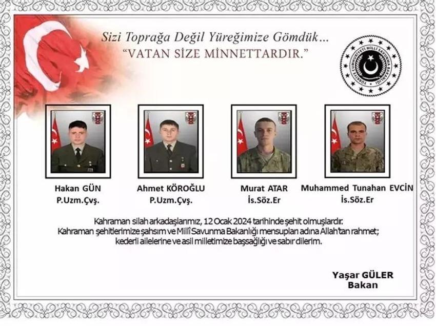 Şehit ateşi Türkiye'yi yakıyor | 9 Şehitin isimleri ve memleketleri belli oldu! Pençe Kilit'te 9 şehit nereli?