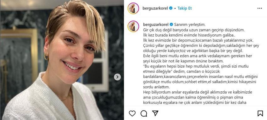 Bergüzar Korel her şeyi kapının önüne koydu: Londra'daki evinin banyosundan bornozlu poz verdi!