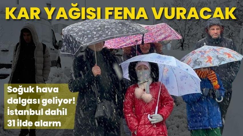 Kar yağışı fena vuracak! Yeni soğuk hava dalgası geliyor, Meteoroloji açıkladı, İstanbul dahil 31 ilde alarm