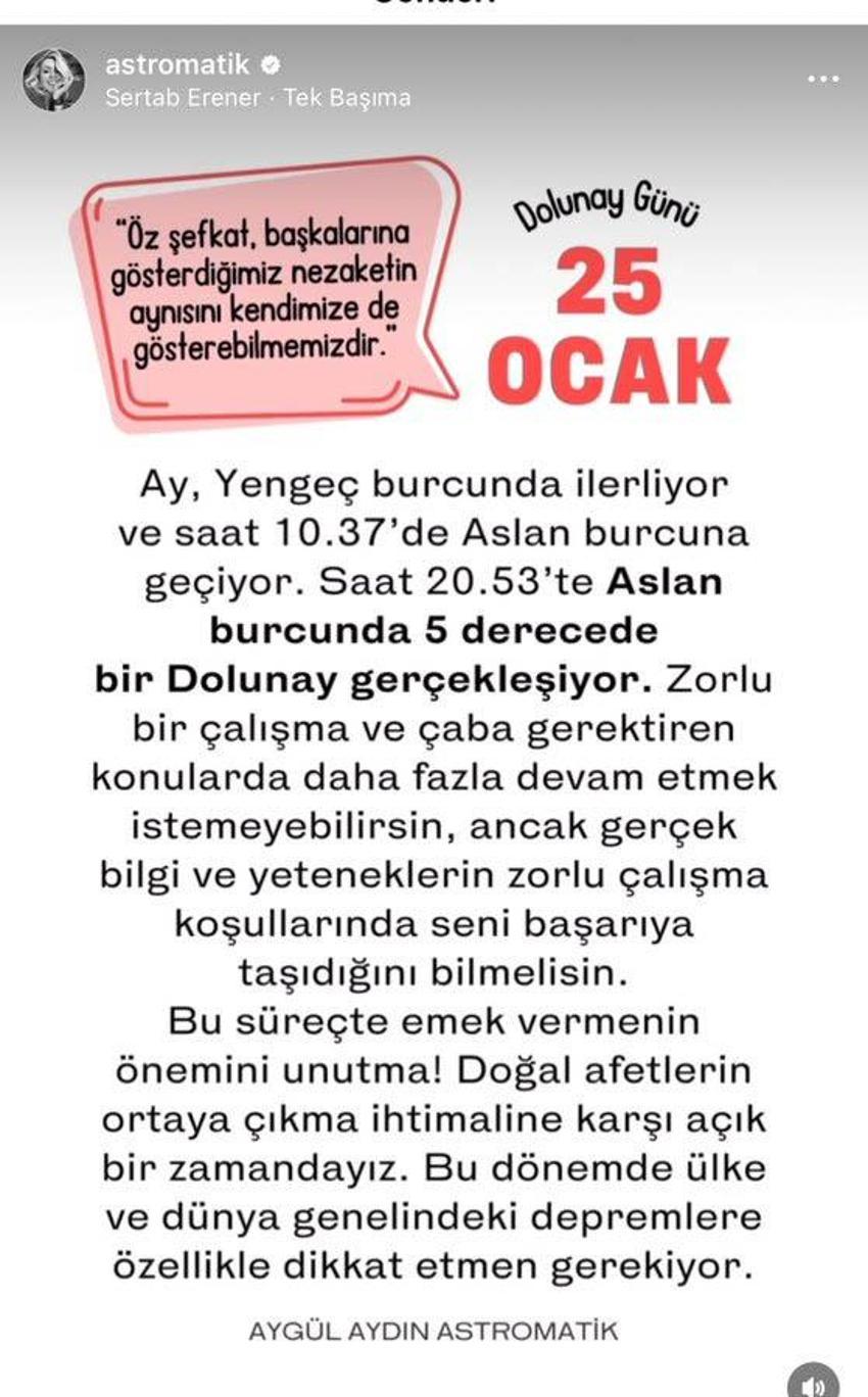 Ay Aslan burcunda! Astrolog Aygül Aydın doğal afetlere dikkat çekerken, çaba gerektiren konularda devam edilmesini önerdi! 