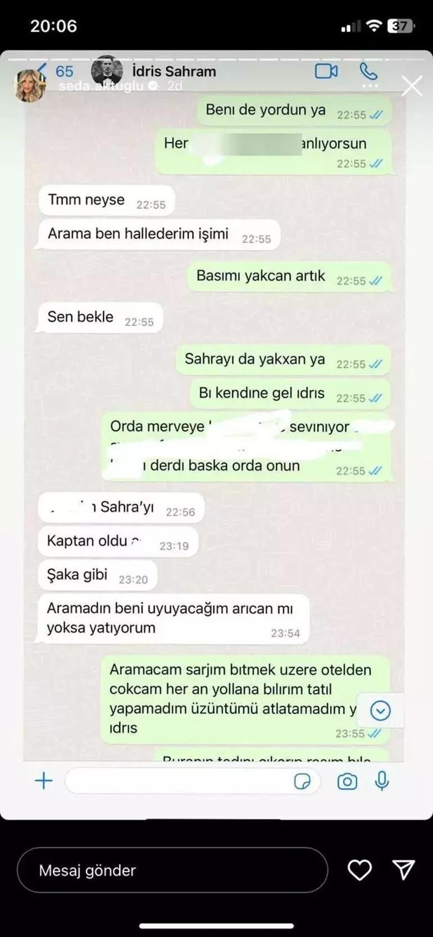 Seda Aktuğlu Sahra'nın eşi İdris'in küfürlü mesajlarını ifşa etti!