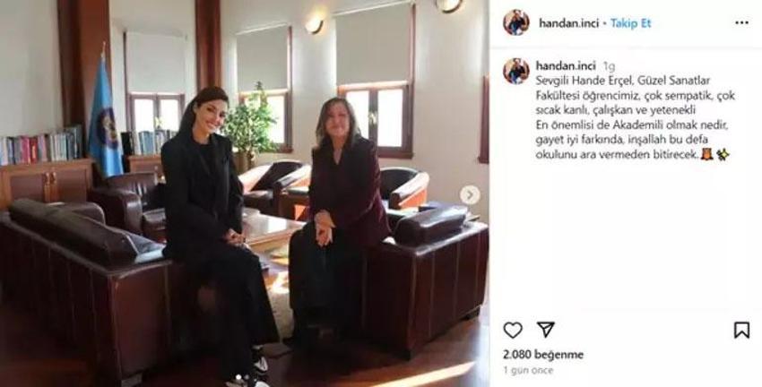 Hande Erçel okula geri döndü! Rektörden övgü dolu sözler