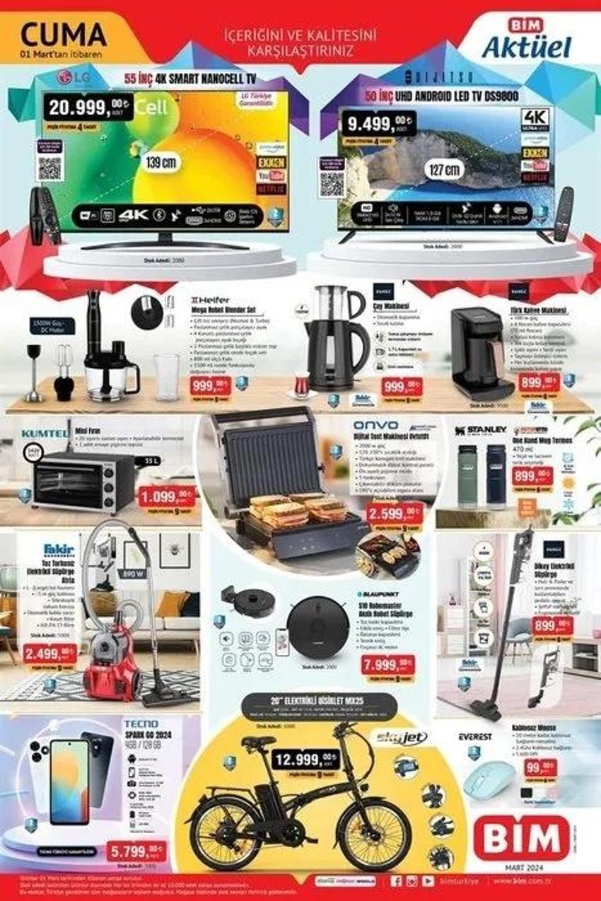 BİM aktüel 27 Şubat - 1 Mart 2024 katalog yayınlandı: Tost ve kahve makinesi, elektrikli süpürgede yılın fırsatı var!