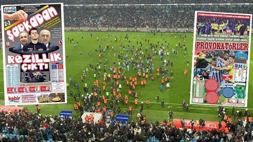 Trabzonspor-Fenerbahçe olaylı maçı yerel gazetelerin manşetinde!