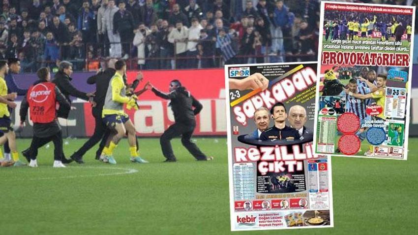 Trabzonspor-Fenerbahçe olaylı maçı yerel gazetelerin manşetinde!