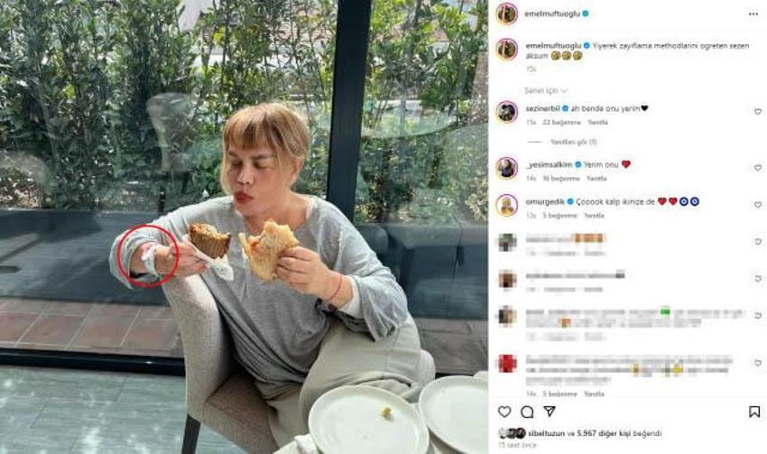 Emel Müftüoğlu, Sezen Aksu'nun yemek yediği anları paylaştı! Bileğindeki hastane künyesi korkuttu