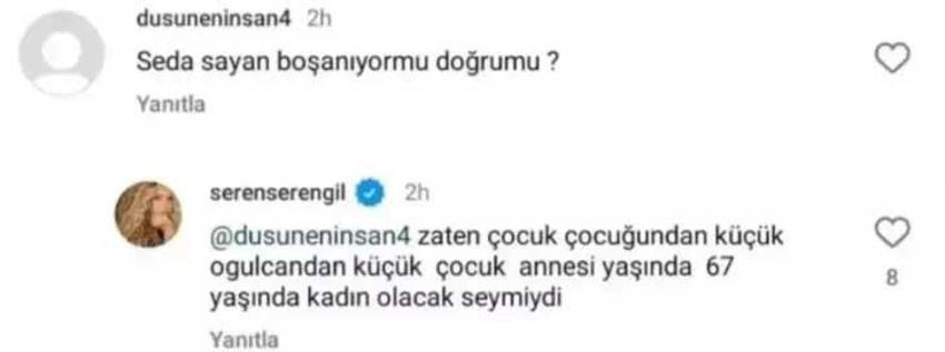 Seren Serengil’den Seda Sayan eleştirisi! “Çocuğundan küçük zaten, annesi yaşında”