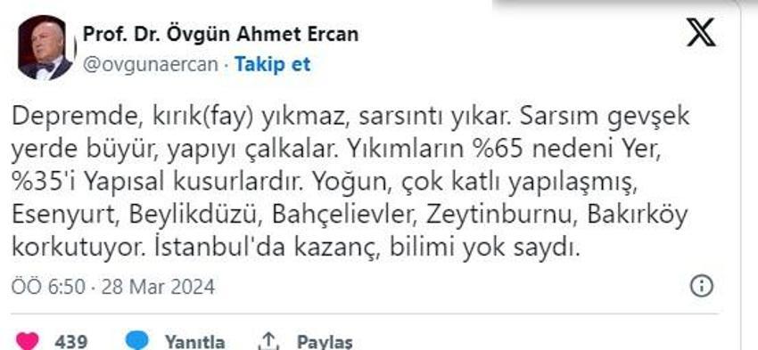 Prof. Dr. Ahmet Övgün Ercan'dan fal gibi deprem tahmini: Deprem olacak yıl bunlar olur!