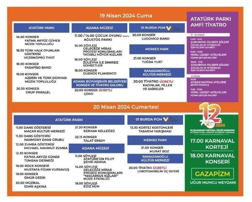 Konserler, sergiler, söyleşilerle binlerce misafiri ağırlayacak! Portakal Çiçeği Karnavalı programı belli oldu