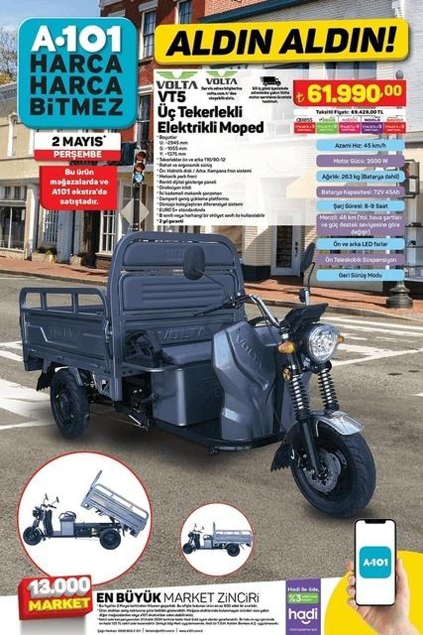 A101'e 3 tekerlik elektrikli Moped geldi - 2 Mayıs 2024 A101 aktüel katalog yayınlandı