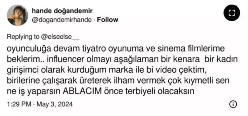 Hande Doğandemir kendini tutamadı: 'Önce terbiyeli olacaksın'