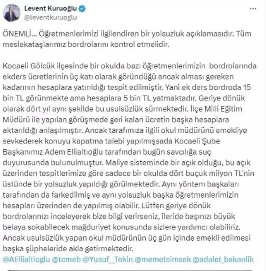 Okulda 4.5 milyonluk ek ders vurgunu! Öğretmenler aradaki farkı 4 yıl sonra fark etti