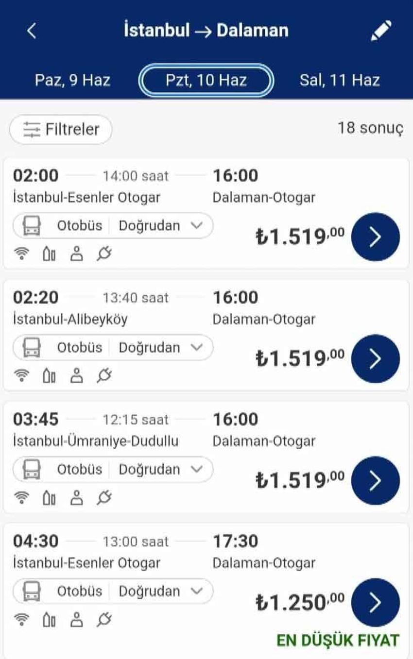 Bayram öncesi şaşırtan fark: Otobüs bileti 1.500, uçak 550 TL!