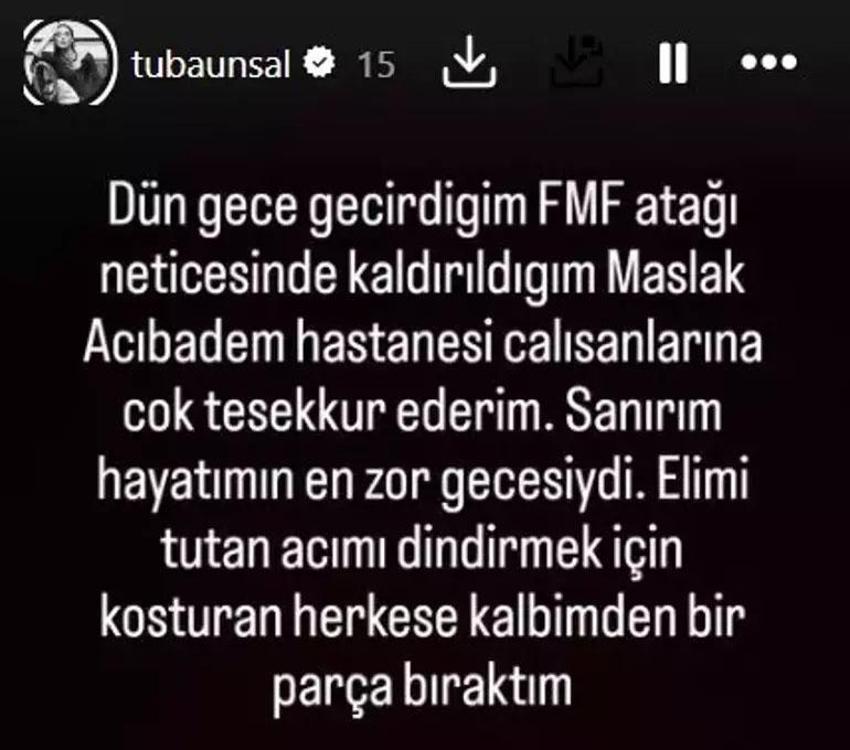 Tuba Ünsal FMF atağı geçirdi! Ünlü isim son durumunu paylaştı