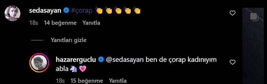 Seda Sayan Hazar Ergüçlü’nün pozuna kayıtsız kalmadı! ‘Ben de çorap kadınıyım’