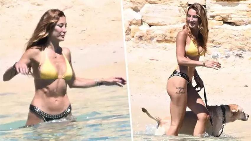 Merve Oflaz plajda rüzgar gibi esti! Kızım'la deniz keyfi 