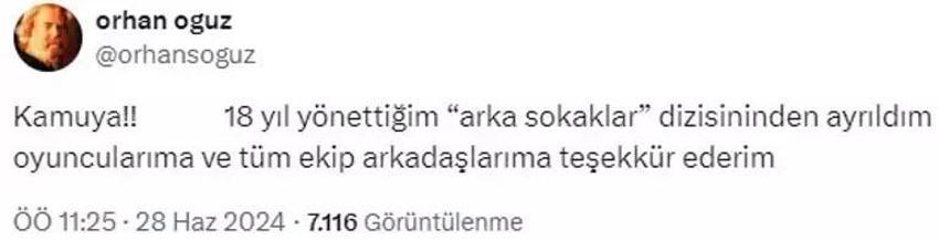 Arka Sokaklar’da Orhan Oğuz’a veda! ‘Tüm ekip arkadaşlarıma teşekkür ederim’