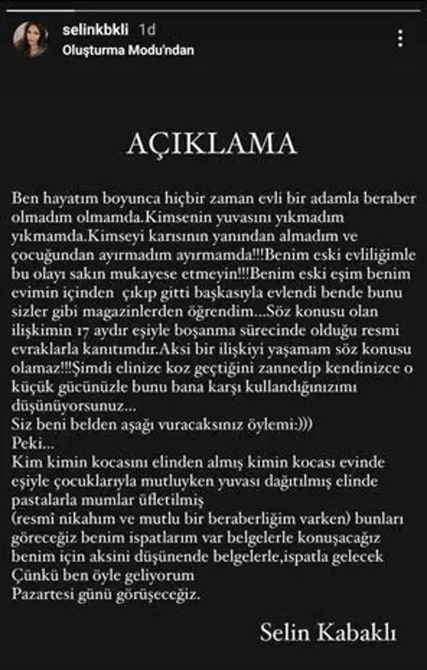 Selin Kabaklı eleştirilere yanıt: Kim kimin kocasını elinden almış belgelerle konuşacağım