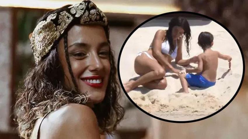 Anne oğlu birlikte tatile çıktı! Cansu Tosun oğlu Marsel’in eğlenceli anları