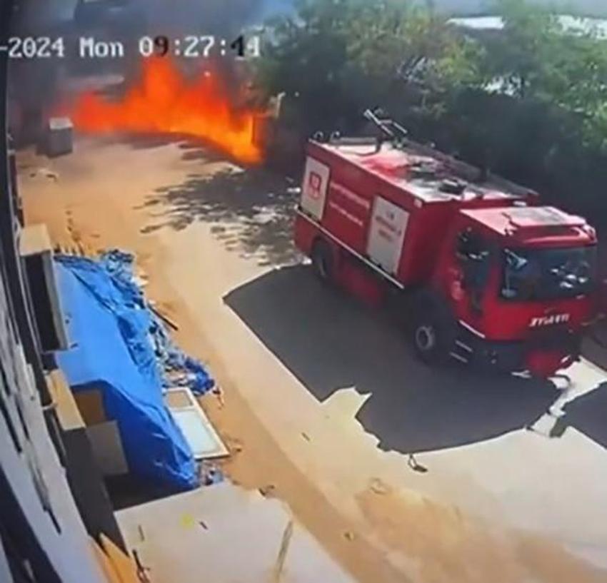 Gaziantep'te fabrikada yanan boya ve tinerler lav gibi sokağa yayıldı