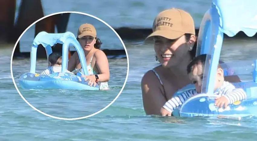 Ezgi Mola’nın oğluyla deniz keyfi! Doğumundan beri yüzünü gizliyordu