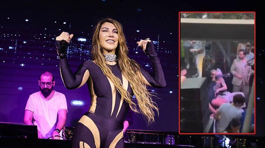 Hande Yener Balıkesir konserinde sahnede düştü! Yürekler ağızlara geldi