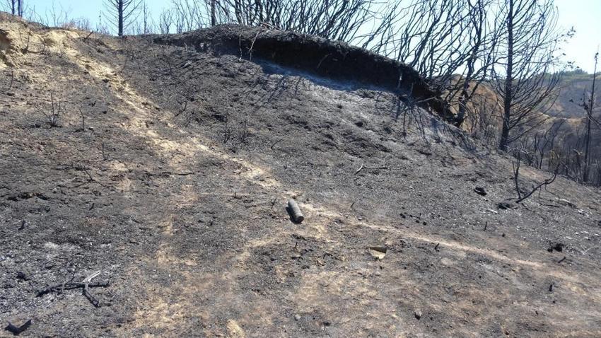 Yangın sonrası Çanakkale Savaşı'ndan kalma top mermisi ortaya çıktı