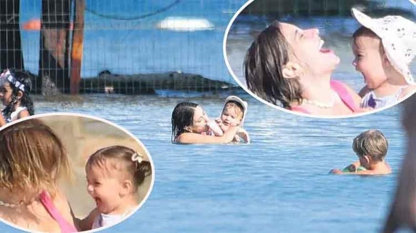 Hazal Kaya ile kızı Leyla Süreyya'nın deniz keyfi! Öpücüklere boğdu