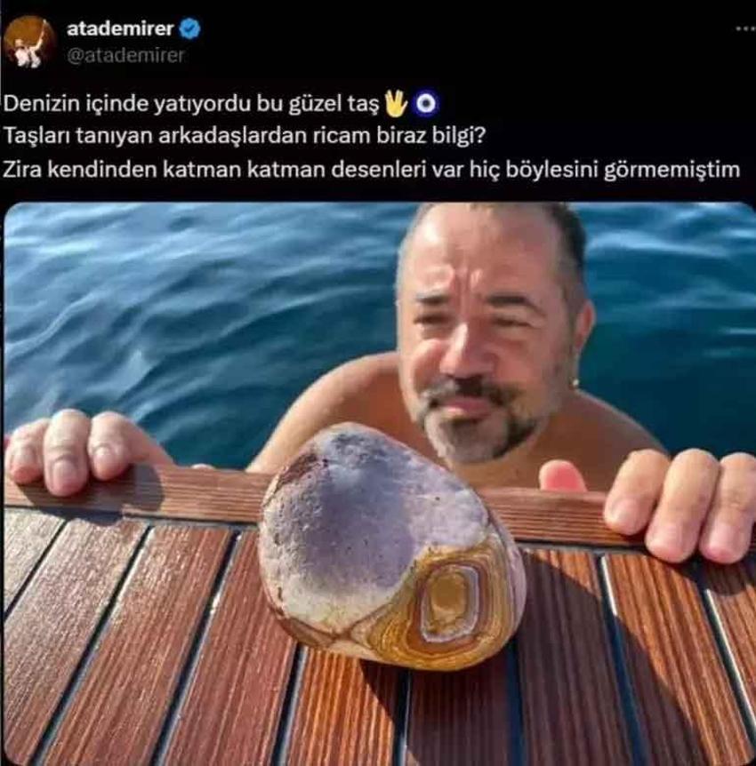 Ata Demirer'in denizde bulduğu taş olay oldu! 'Katman katman desenleri var'